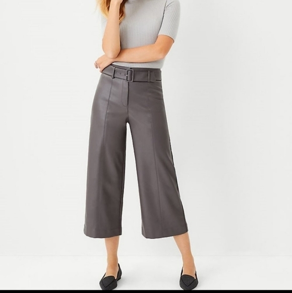 𝅺ANN Taylor Faux Leather Culotte Pants - Picture 1 of 14